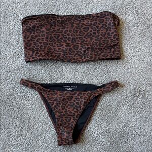 Kendall & Kylie Animal Print Bikini - Black and Brown size XS-S